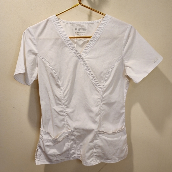 CHEROKEE Women's White Scrub top size XS - Picture 5 of 11